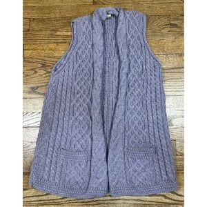 Carraig Donn Women Lavender Purple Wool Sleeveless Open Front Sweater Vest Small